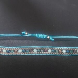 Light Blue Mini Beaded Adjustable Knotted Bracelet.